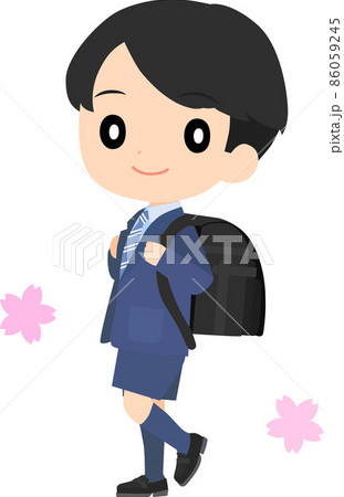 ランドセルを背負ってニッコリしている男の子 ランドセルを背負ってニッコリしている男の子 86059245