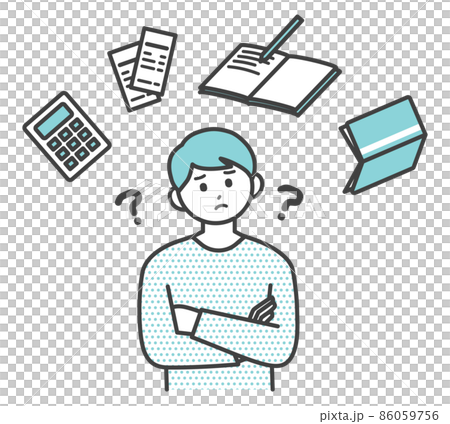Illustration material to think about how to keep a household account book Illustration material to think about how to keep a household account book 86059756