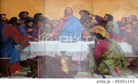 The Last Supper, painting on the facade, Saint Vincent de Paul church, Paris The Last Supper, painting on the facade, Saint Vincent de Paul church, Paris 86061143