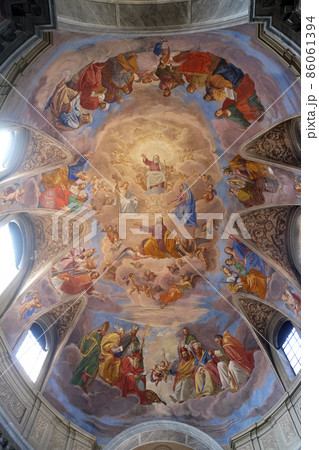 Apotheosis of St James by Silverio Capparoni fresco on the ceiling of the Church San Giacomo in Augusta in Rome, Italy Apotheosis of St James by Silverio Capparoni fresco on the ceiling of the Church San Giacomo in Augusta in Rome, Italy 86061394