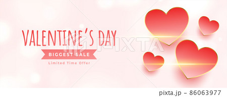 valentines day big sale with love hearts and light effect 86063977