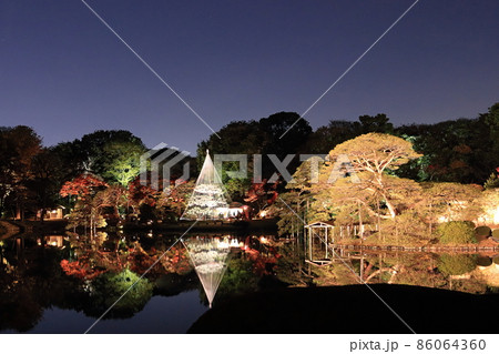 六義園の紅葉　ライトアップ 86064360