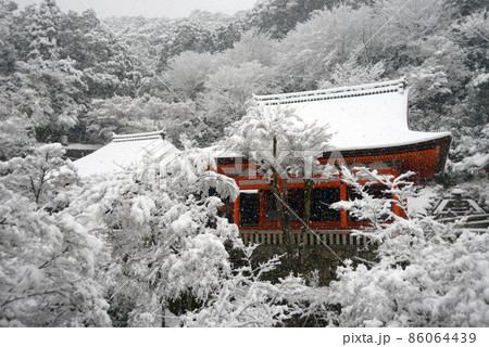 雪の清水寺　阿弥陀堂と釈迦堂　京都市東山区 86064439