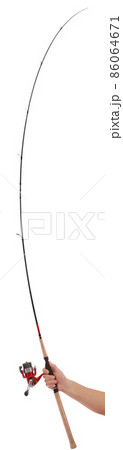 Curved ultra light fishing rod for catching predatory fish in hand. 86064671