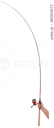 Curved ultra light fishing rod for catching predatory fish in hand. Curved ultra light fishing rod for catching predatory fish in hand. 86064672