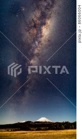 The core of the Milky Way rising while hiking in the Tongariro National Park, New Zealand, New zealand. 86066004