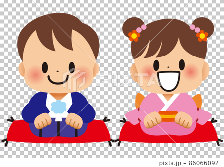 穿著和服的孩子們的問候 穿著和服的孩子們的問候 86066092