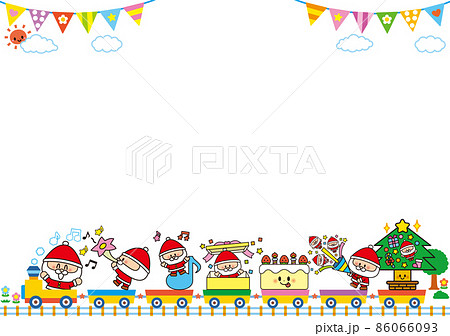 クリスマスにサンタ汽車フレーム クリスマスにサンタ汽車フレーム 86066093