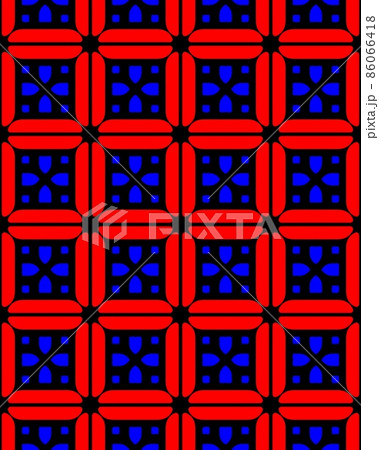 Seamless red and blue pattern of black lines - perfect for wallpapers 86066418