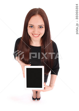 Happy student teenage girl with tablet pc Happy student teenage girl with tablet pc 86066864