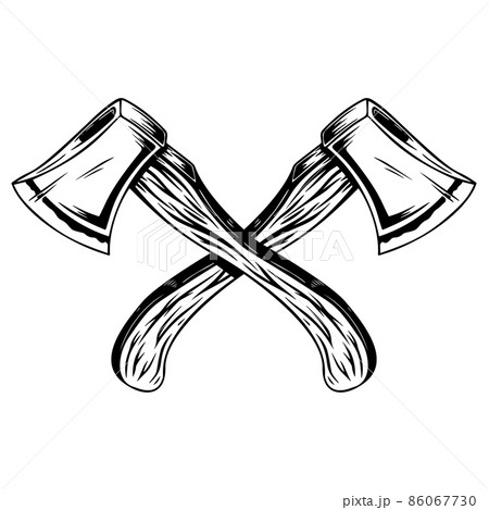 Illustration Of Crossed Lumberjack Axe In...のイラスト素材 [86067730] - PIXTA