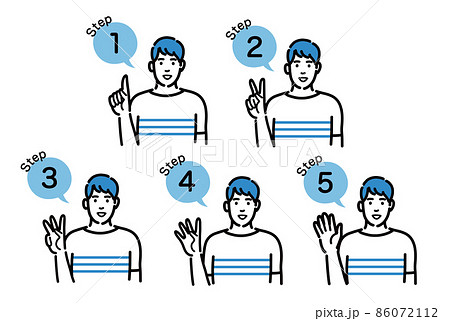 工程を説明する若い男性のセット 86072112