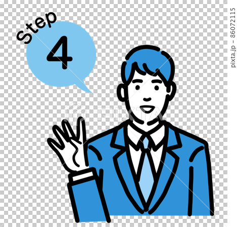 Step 4 A young man in a suit explaining the process Step 4 A young man in a suit explaining the process 86072115