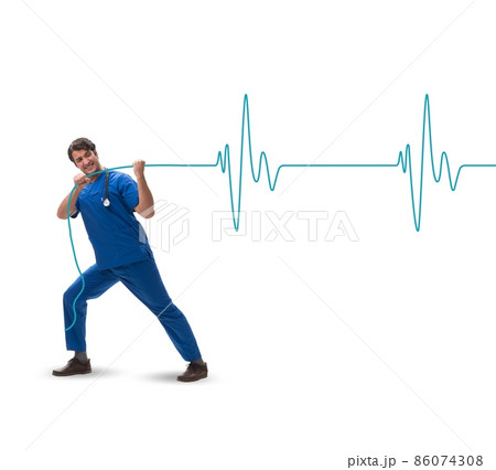 Cardiologist in telemedicine concept with heart beat Cardiologist in telemedicine concept with heart beat 86074308