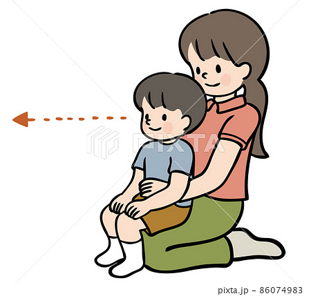 母親の膝に座る子どものイラスト 86074983
