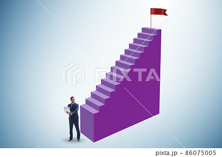 Career ladder concept with the businessman Career ladder concept with the businessman 86075005