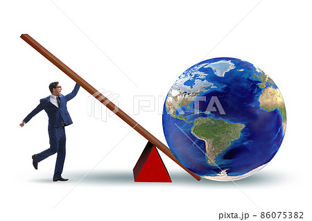 Businessman lifting the earth in challenge concept 86075382