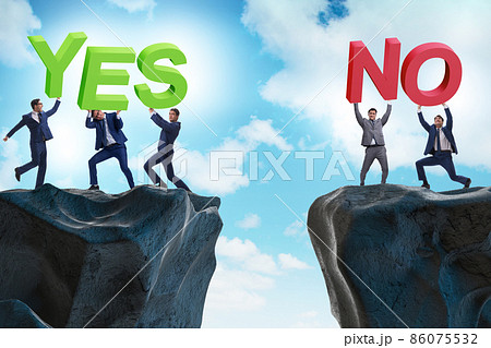 Businessmen in YES NO concept 86075532