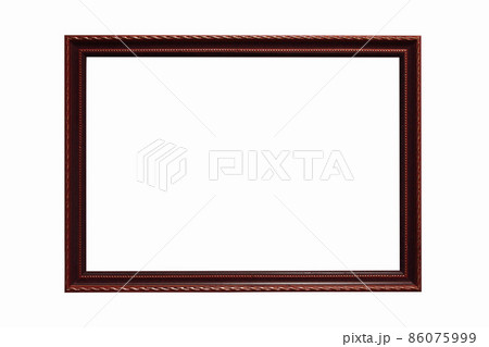 Empty copy space photo frame made of red wood isolated over the white background. Clipping path. Empty copy space photo frame made of red wood isolated over the white background. Clipping path. 86075999