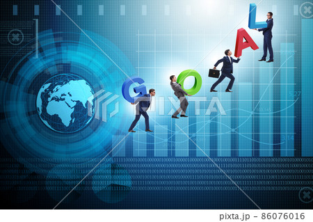 Businessman in goal concept carrying letters 86076016
