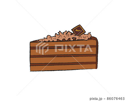 チョコレートケーキの手描き風イラストのイラスト素材