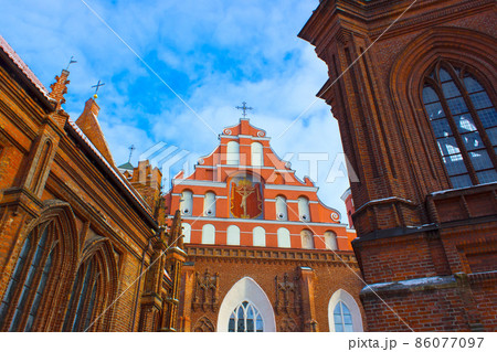 Beautiful Gothic Style St. Anne Church in VIlnius, Lithuania on a Beautiful winter Day Beautiful Gothic Style St. Anne Church in VIlnius, Lithuania on a Beautiful winter Day 86077097
