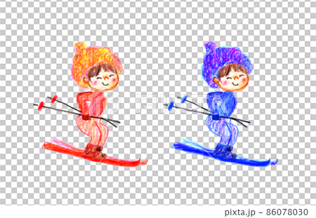 滑雪人手繪剪裁 86078030