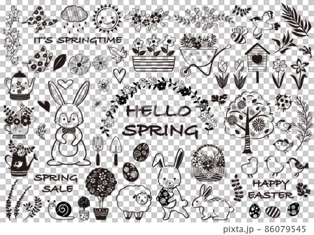 Spring and Easter black and white material set Spring and Easter black and white material set 86079545