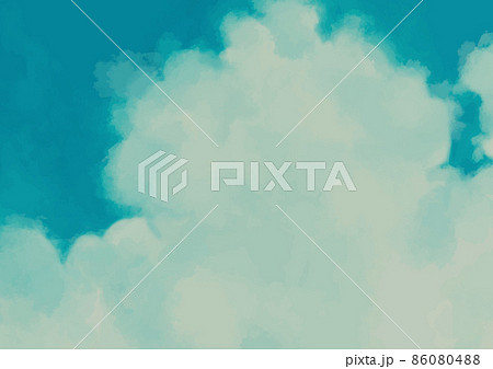可愛いふわふわ雲の空1水色のイラスト素材
