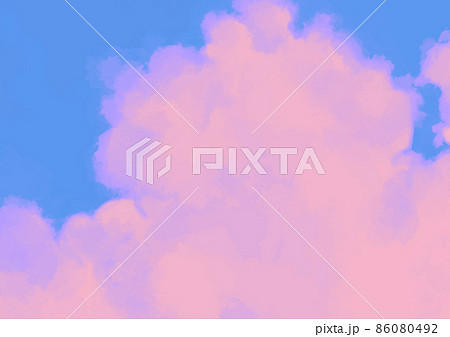 可愛いふわふわ雲の空1水色のイラスト素材