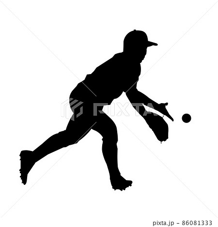 baseball players silhouettes collection - Stock Illustration