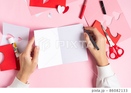 DIY Valentine greeting card, mock up 86082133