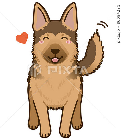 なつくジャーマンシェパードのイラスト素材