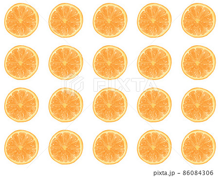 リアルな輪切りオレンジ柄のイラスト素材