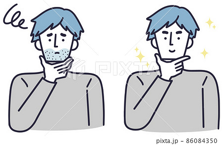 青髭が生えている男性ビフォーアフターセット　シンプルイラスト 86084350