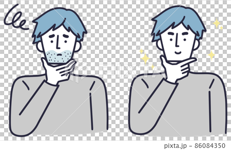 青髭が生えている男性ビフォーアフターセット　シンプルイラスト 86084350