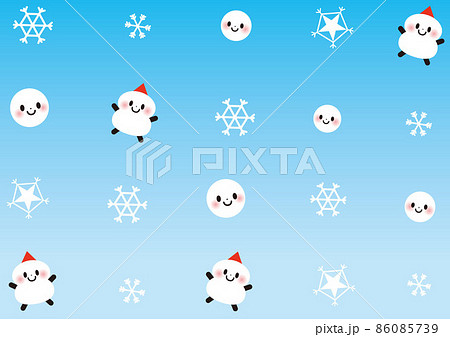 冬の日に雪の中で雪だるまを作るデザイン 86085739