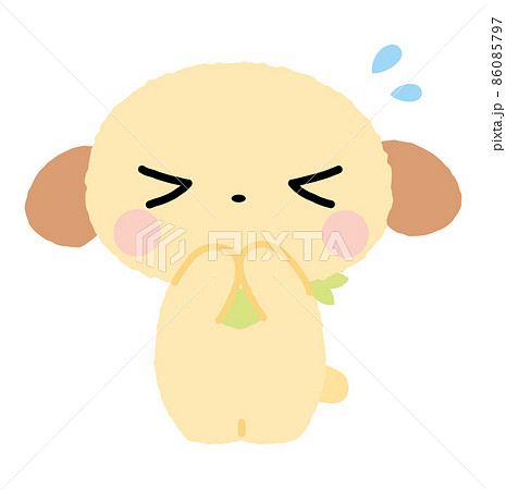お願いポーズの犬のイラスト 86085797