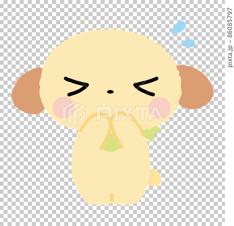 お願いポーズの犬のイラスト 86085797