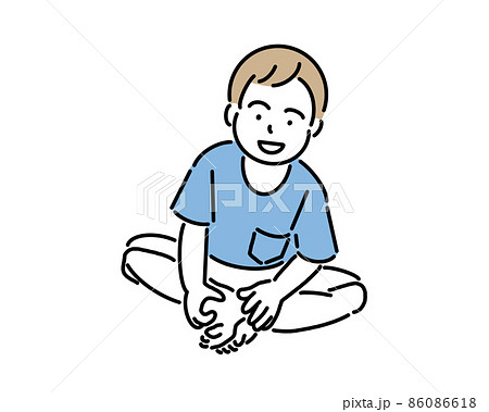 あぐらをかいて座る男の子のイラスト素材 あぐらをかいて座る男の子のイラスト素材