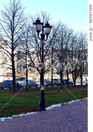 Tall street lamp of the old form. 86087466