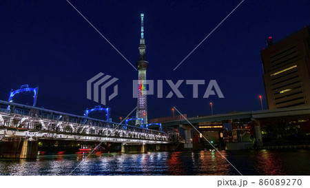 浅草の夜景とスカイツリー 浅草の夜景とスカイツリー 86089270
