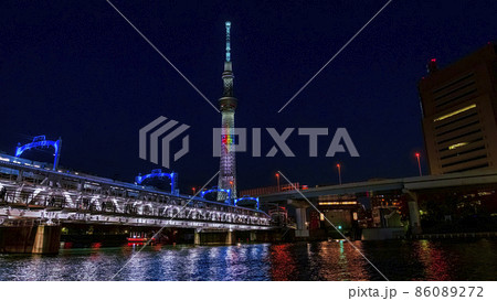 浅草の夜景とスカイツリー 浅草の夜景とスカイツリー 86089272