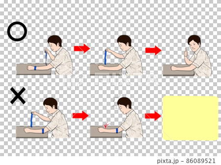 透析 止血バンドの外し方のイラスト 透析 止血バンドの外し方のイラスト 86089521