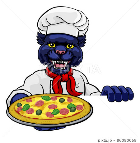 Panther Pizza Chef Cartoon Restaurant Mascot Sign Panther Pizza Chef Cartoon Restaurant Mascot Sign 86090069