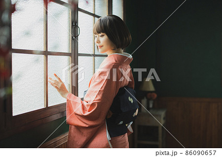 赤い江戸小紋　着物 86090657