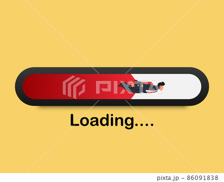 Message showing a loading bar and businessman flying with rocket. Message showing a loading bar and businessman flying with rocket. 86091838