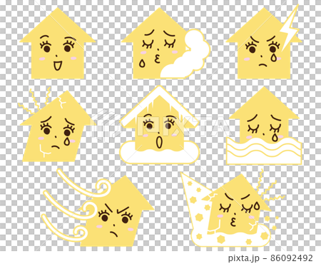 自然災害擬人房屋表情套裝 自然災害擬人房屋表情套裝 86092492