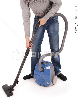 Boy with vacuum cleaner Boy with vacuum cleaner 86092846