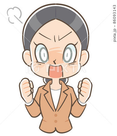 怒りを隠さず大声でわめくスーツ姿の女性 86093143